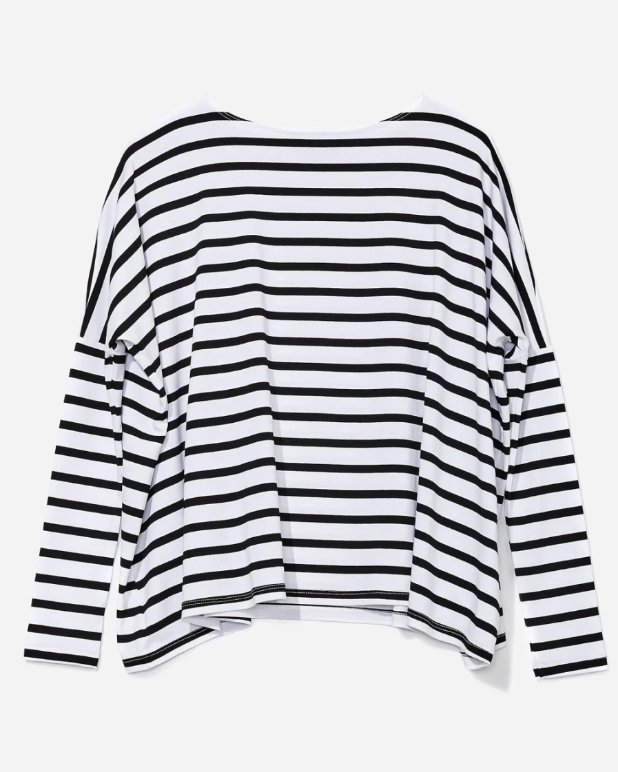 J.Crew Women's Hatch Long-Sleeve T-Shirt in White Multi Stripe