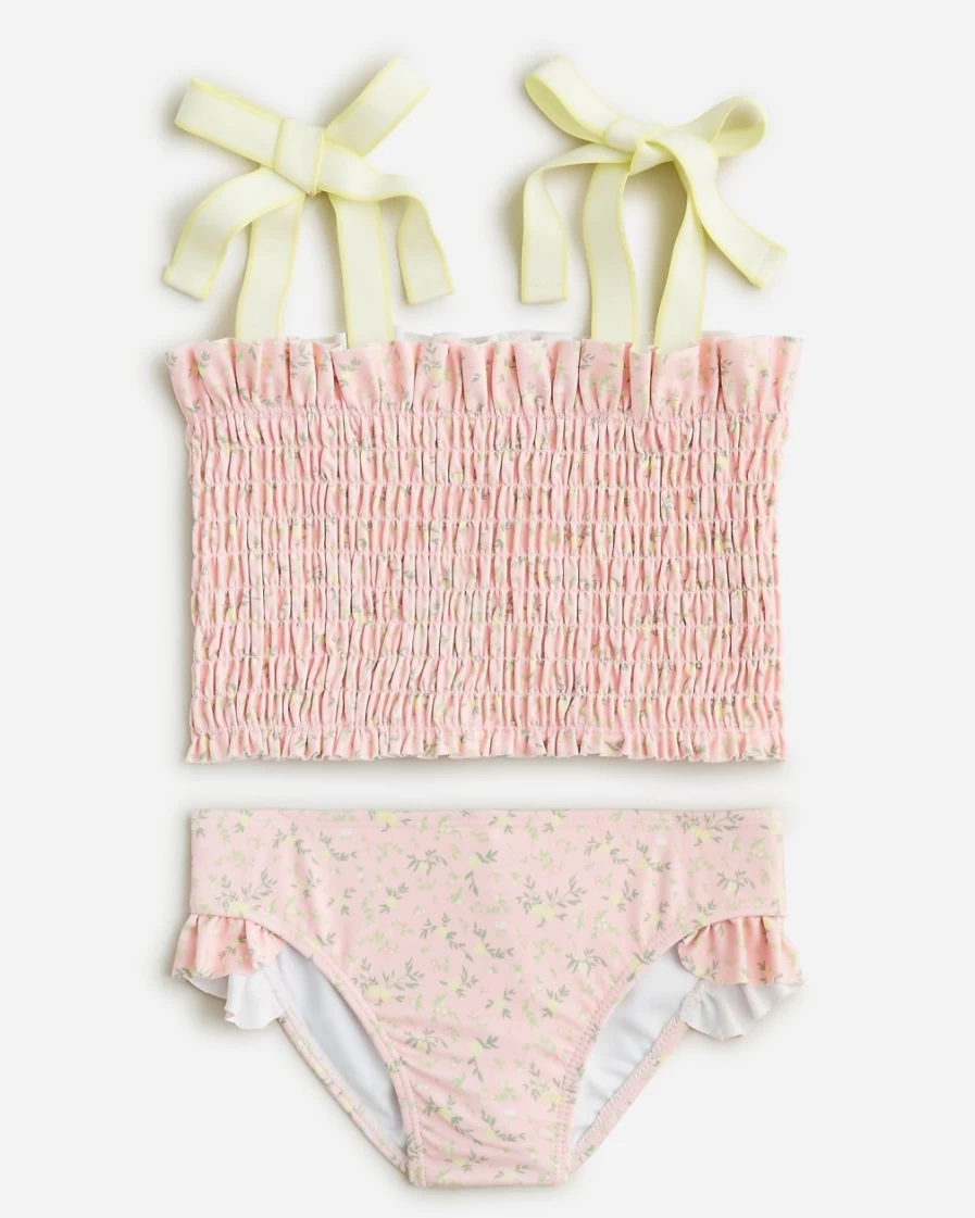 J.Crew Girls' Garden Floral Minnow™ X Crewcuts Smocked Two-Piece Swimsuit