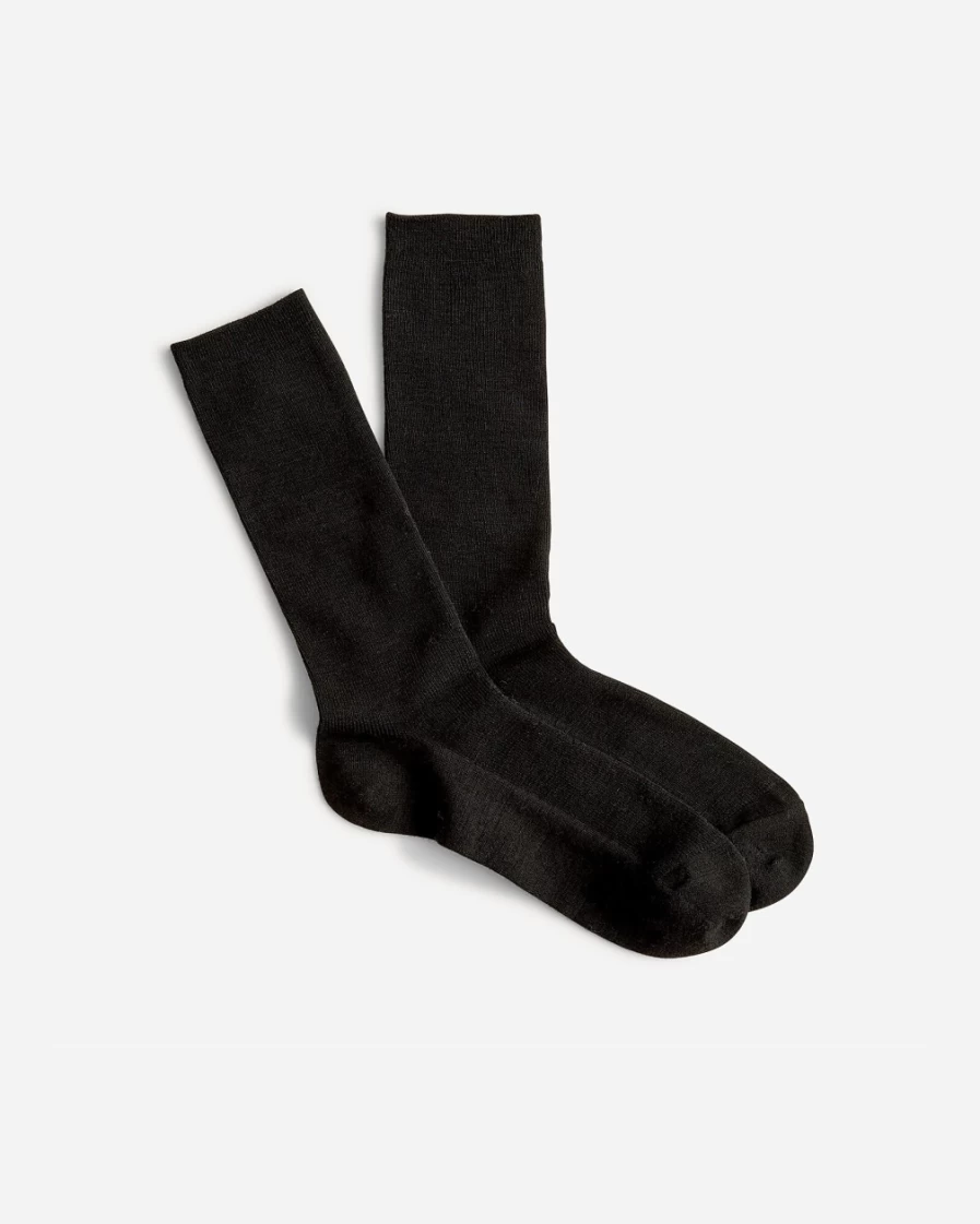 J.Crew Women's Black Ribbed Trouser Socks - Knee-High Textured Dress Socks