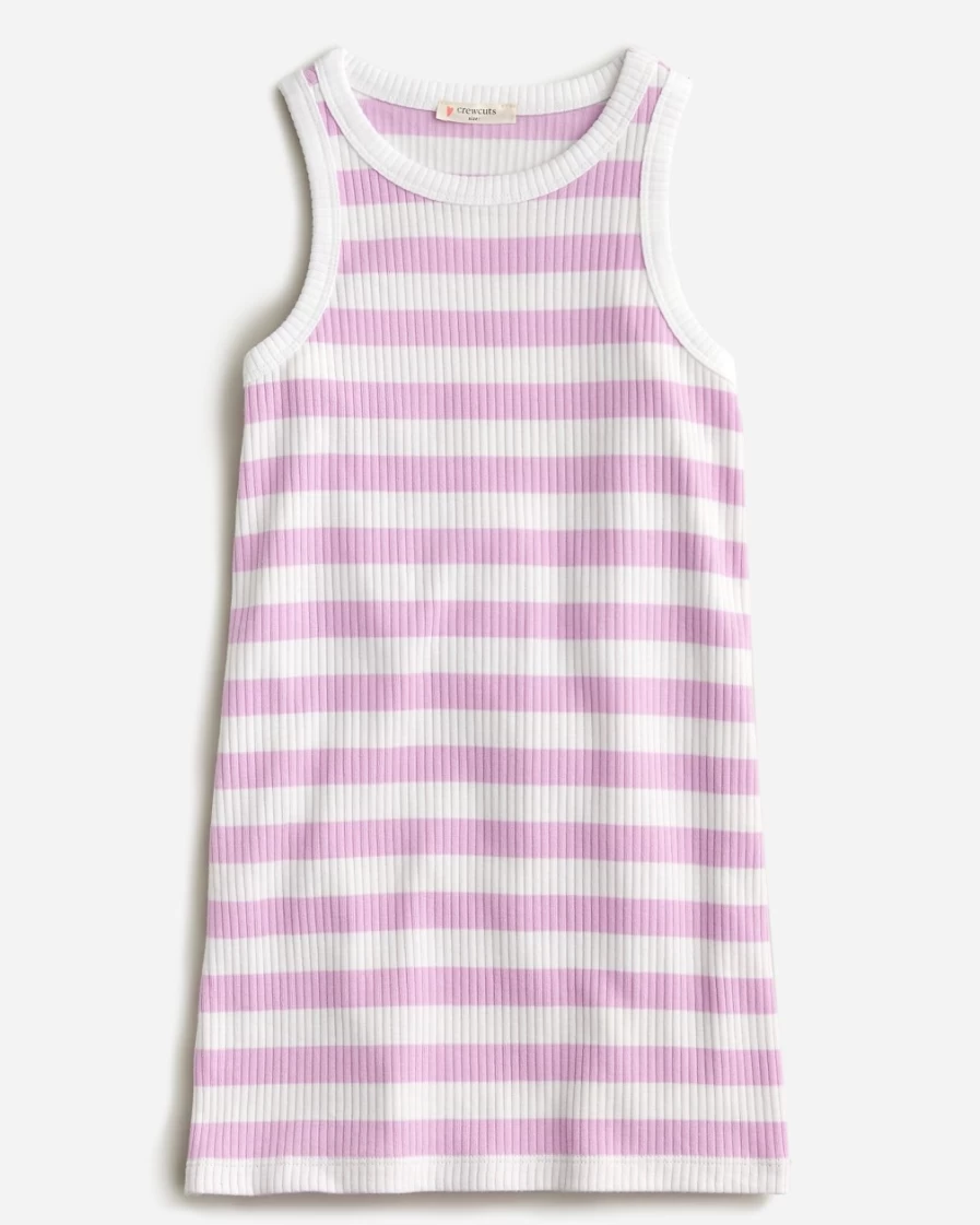 J.Crew Girls' Smoky Lilac & White Striped Ribbed Tank Dress