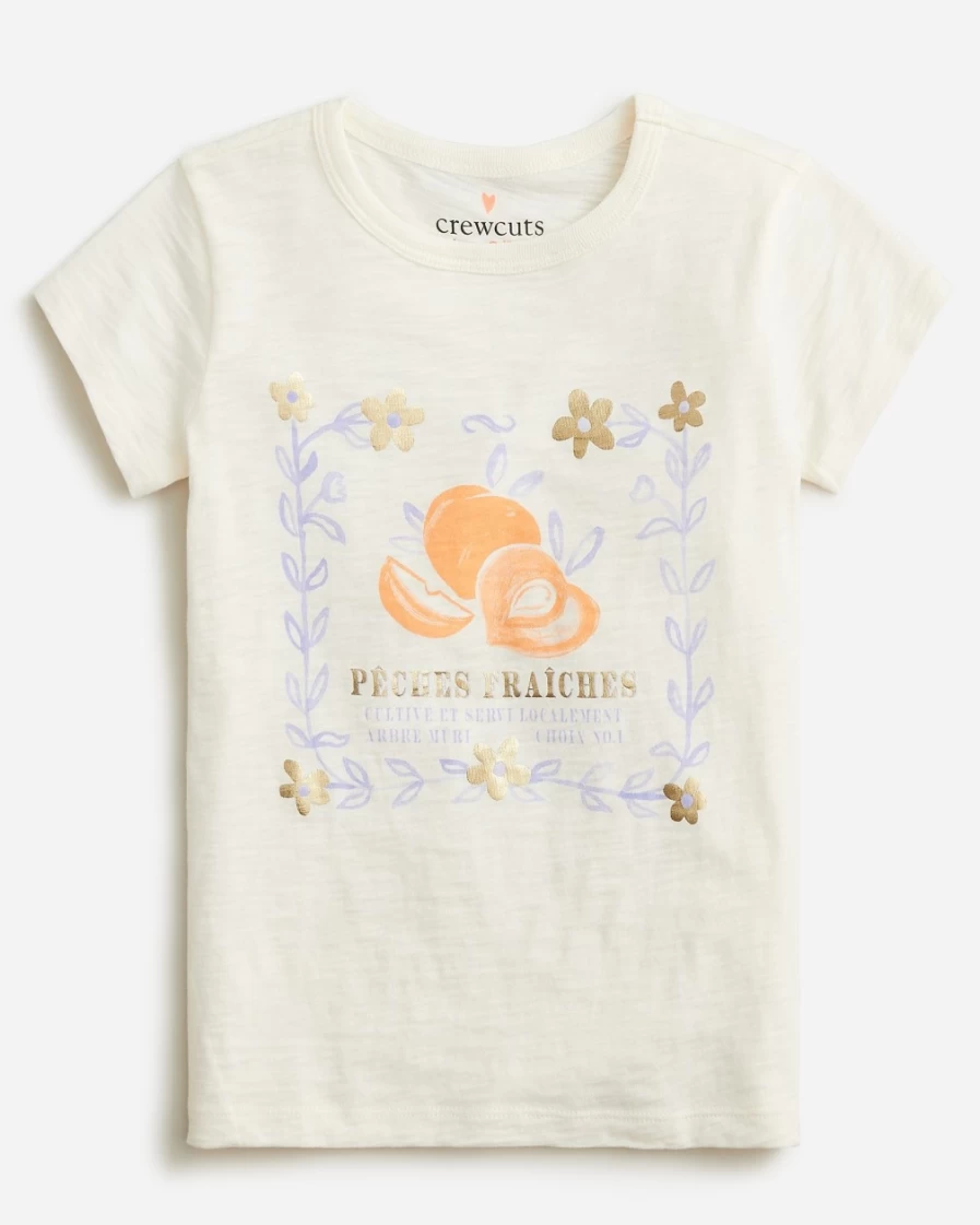 J.Crew Girls' Peaches Graphic T-Shirt for Kids - Cute & Comfortable Cotton Tee