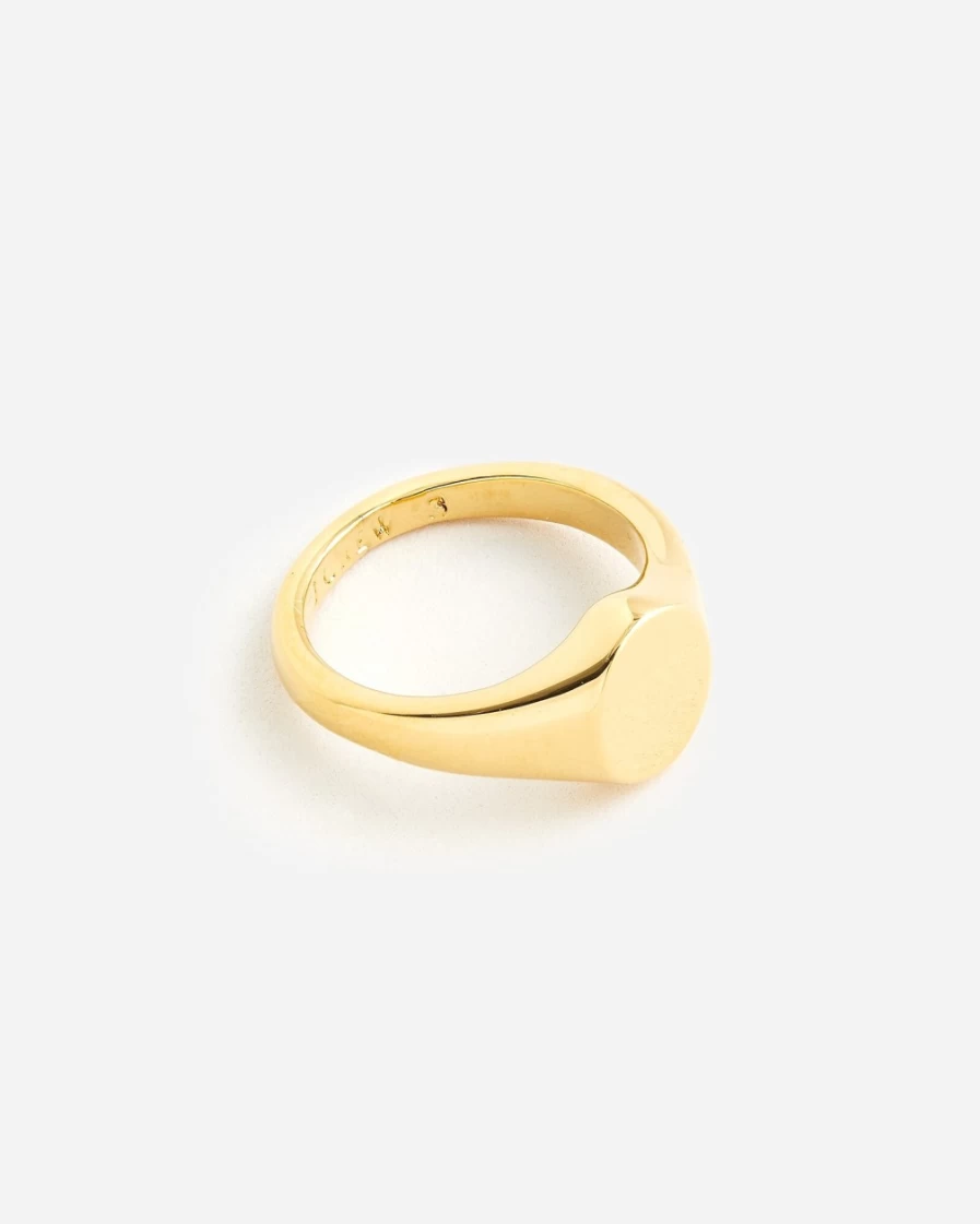 J.Crew Women's Burnished Gold-Plated Signet Ring - Dainty & Elegant