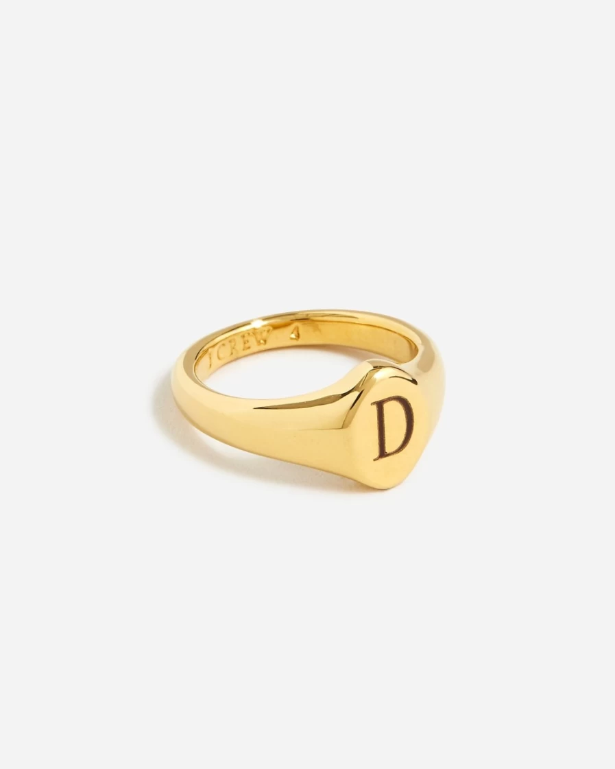 J.Crew Women's Burnished Gold-Plated Signet Ring - Dainty & Elegant
