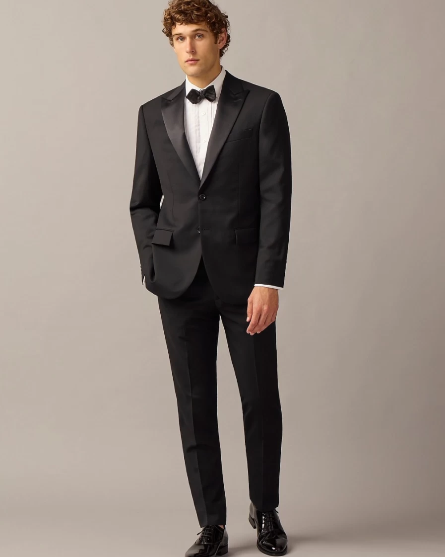 J.Crew Men's Black Crosby Tuxedo Jacket in Premium Italian Wool - Formal Blazer for Weddings & Events