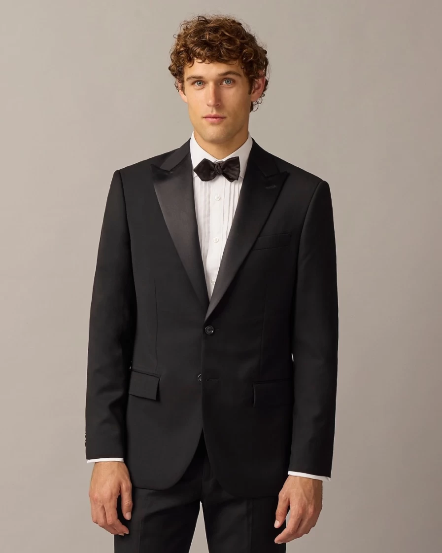J.Crew Men's Black Crosby Tuxedo Jacket in Premium Italian Wool - Formal Blazer for Weddings & Events