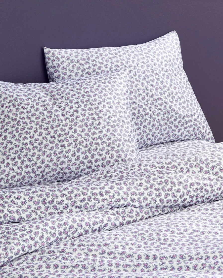 J.Crew White and Purple Paisley Twin XL Duvet Cover Set
