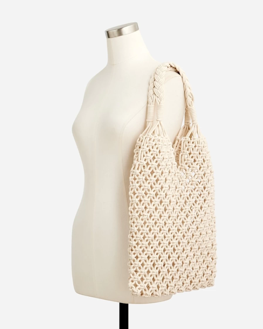 J.Crew Women's Natural Cadiz Hand-Knotted Rope Tote Bag