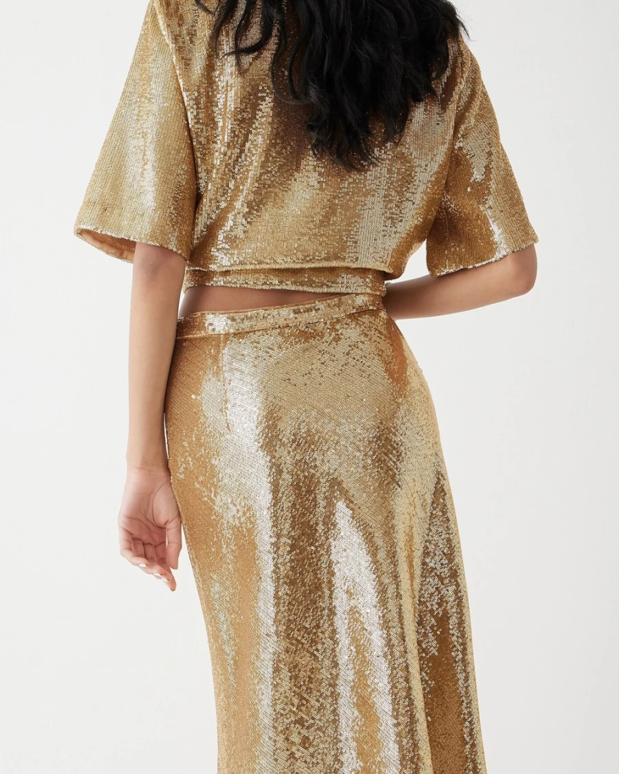 J.Crew Women's Light Khaki Limited-Edition Sequin Gwyneth Slip Skirt