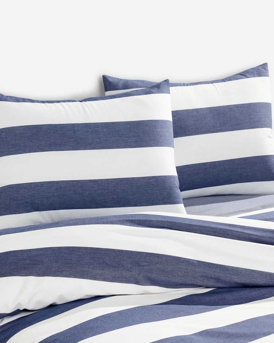 J.Crew Mediterranean Navy Heritage Stripe Duvet Cover Set - Full/Queen Size