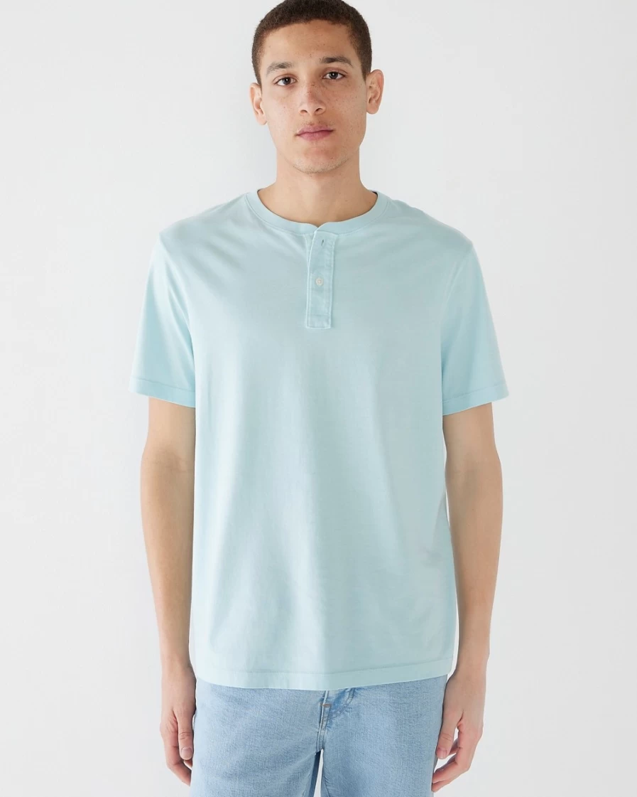 J.Crew Men's Sunfaded Blue Short-Sleeve Broken-In Henley Shirt
