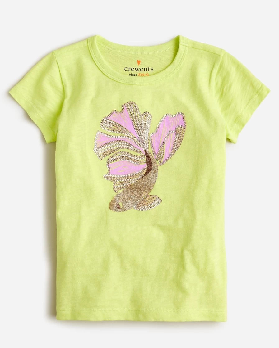 J.Crew Girls' Sequin Fish Graphic T-Shirt | Fun & Stylish Tee for Kids