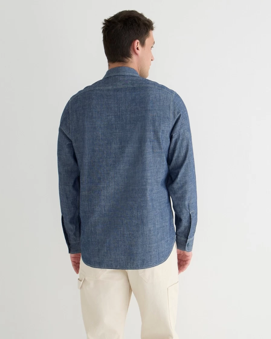 J.Crew Men's Wallace & Barnes Naval Workshirt in Japanese Selvedge Chambray - Coastal Wash