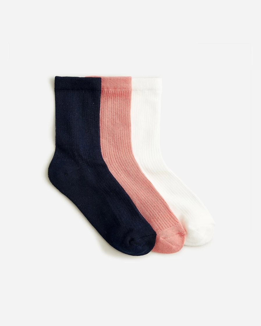 J.Crew Women's Duck Canvas Bootie Socks Three-Pack - Ankle Socks for Women