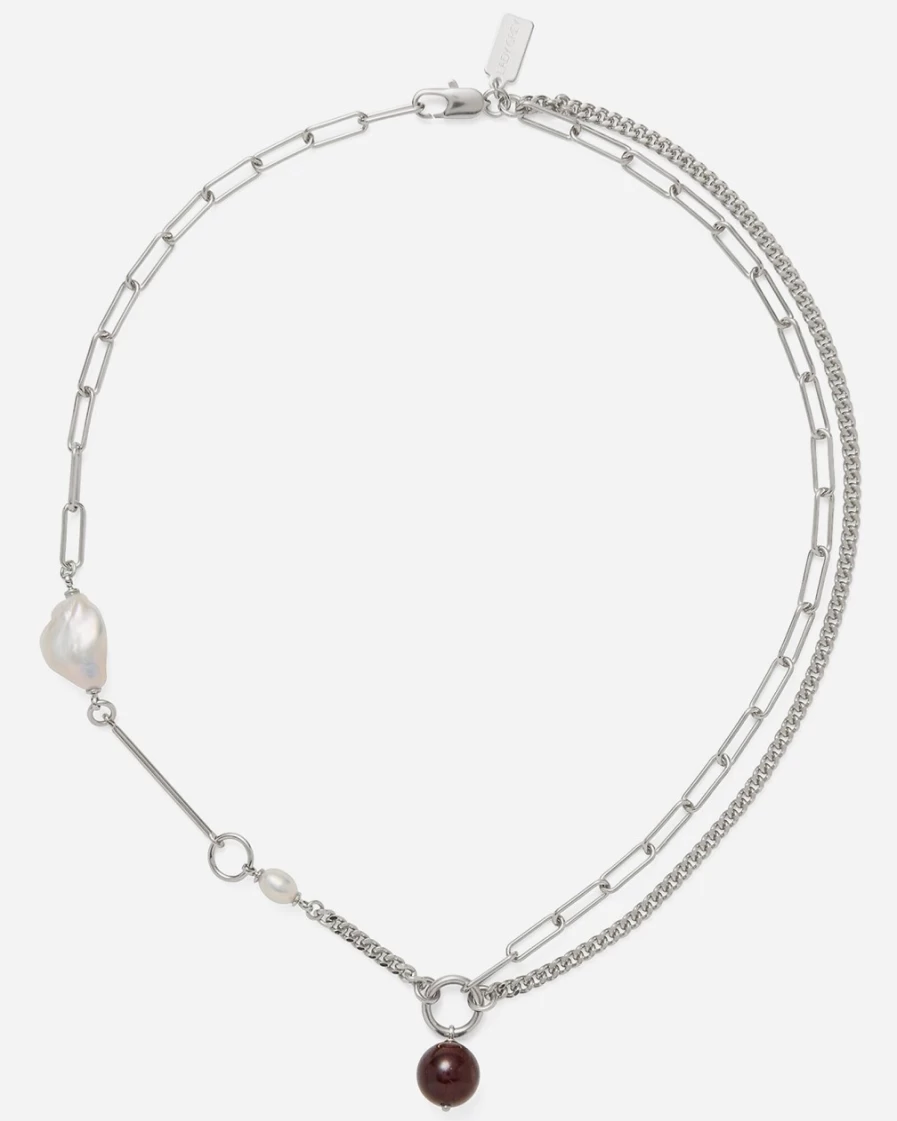 J.Crew Women's Silver Lady Grey Montage Necklace - Elegant Sterling Silver Jewelry