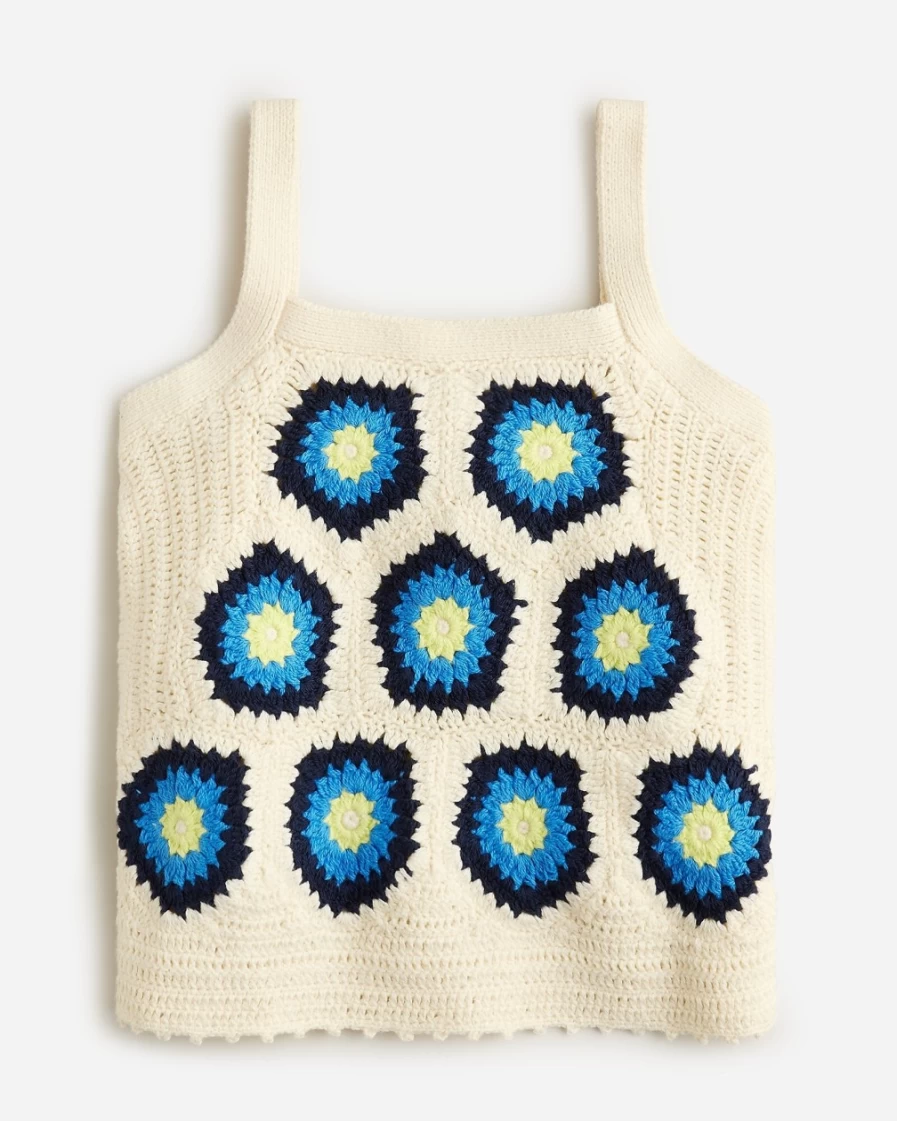 J.Crew Girls' Crochet Tank Top in Sail Blue Multi - Stylish Summer Beachwear for Kids