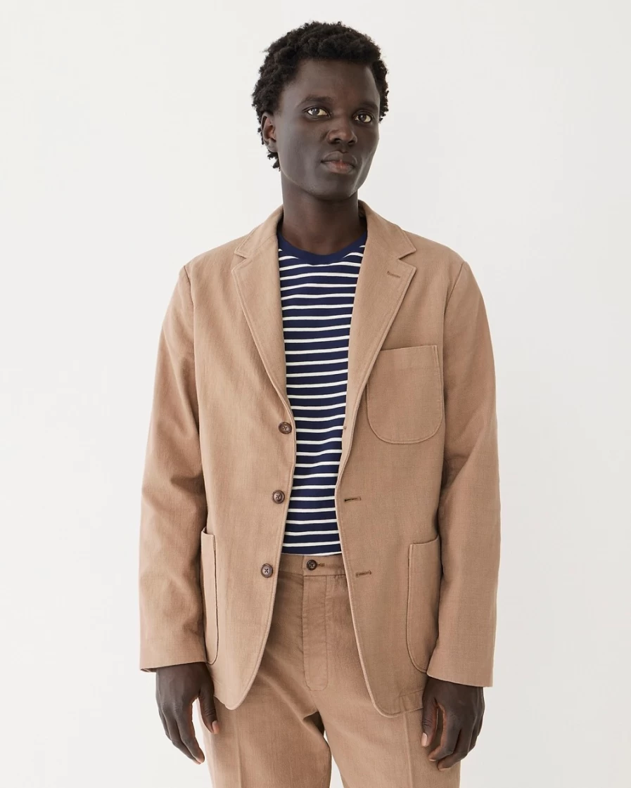 J.Crew Men's English Khaki Kenmare Suit Jacket in Italian Basketweave Cotton