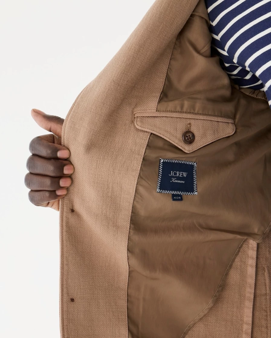J.Crew Men's English Khaki Kenmare Suit Jacket in Italian Basketweave Cotton