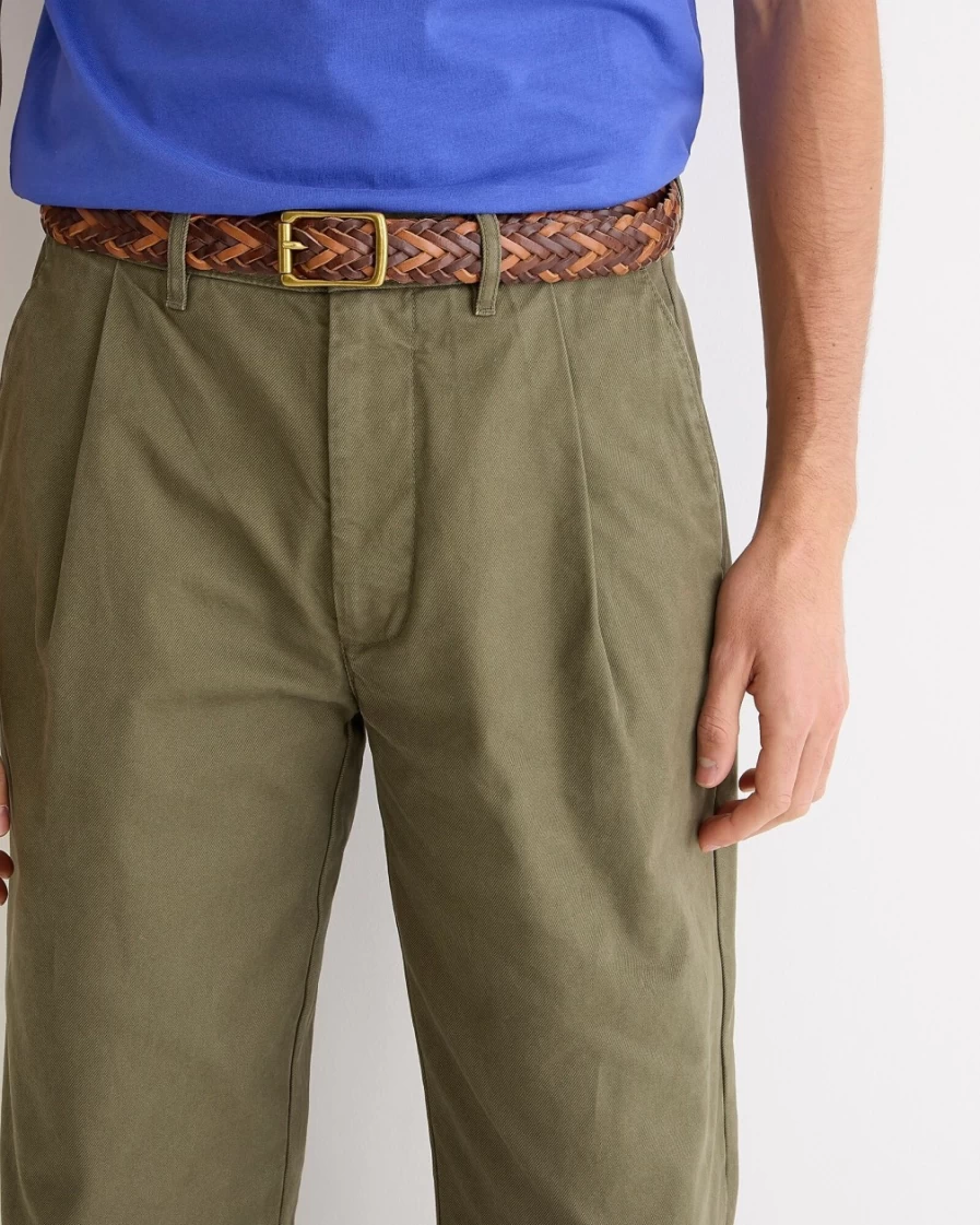 J.Crew Men's Classic Relaxed-Fit Pleated Chino Pants in Dill