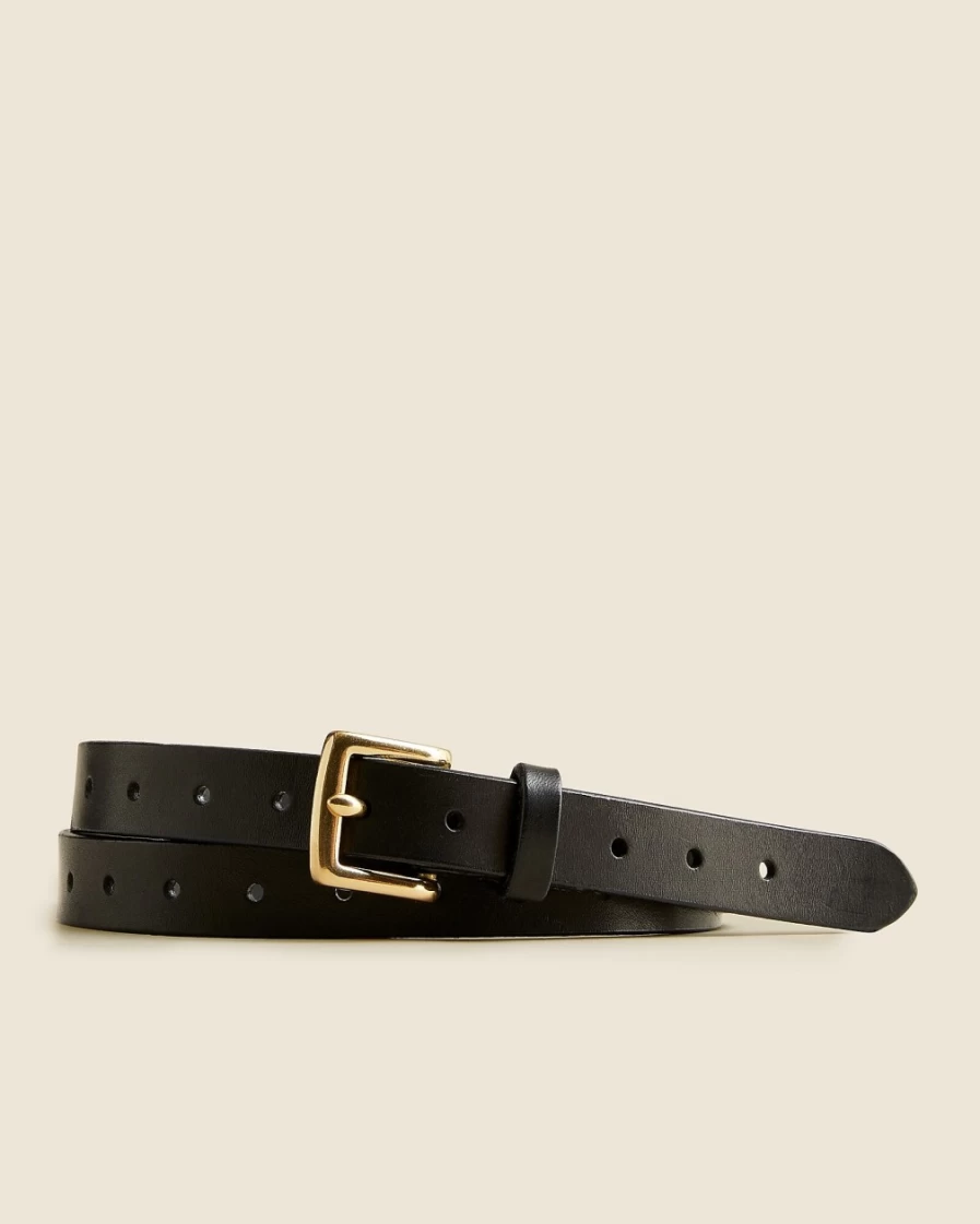J.Crew Women's Black Italian Leather Perforated Belt
