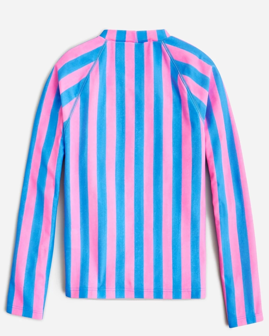 J.Crew Girls Blue Pink Stripe Rash Guard | Sz Blockprints™ X Crewcuts Swim Shirt