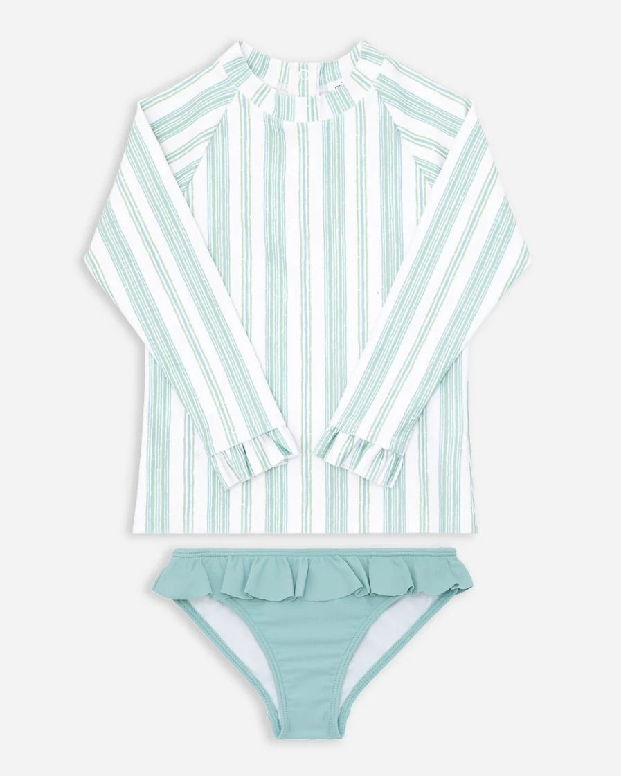 J.Crew Girls' Minnow™ Rash Guard Set - Green Multi Swimwear for Kids