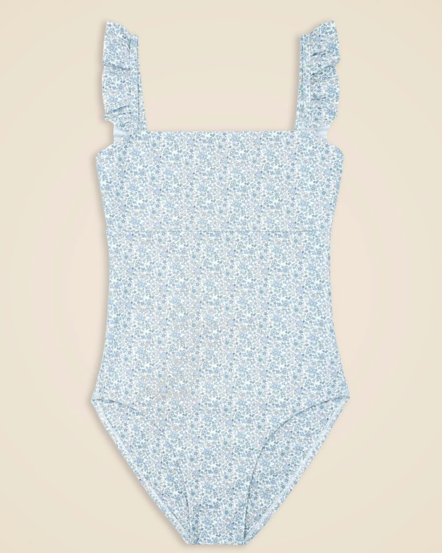 J.Crew Girls' Blue Minnow™ Ruffle One-Piece Swimsuit