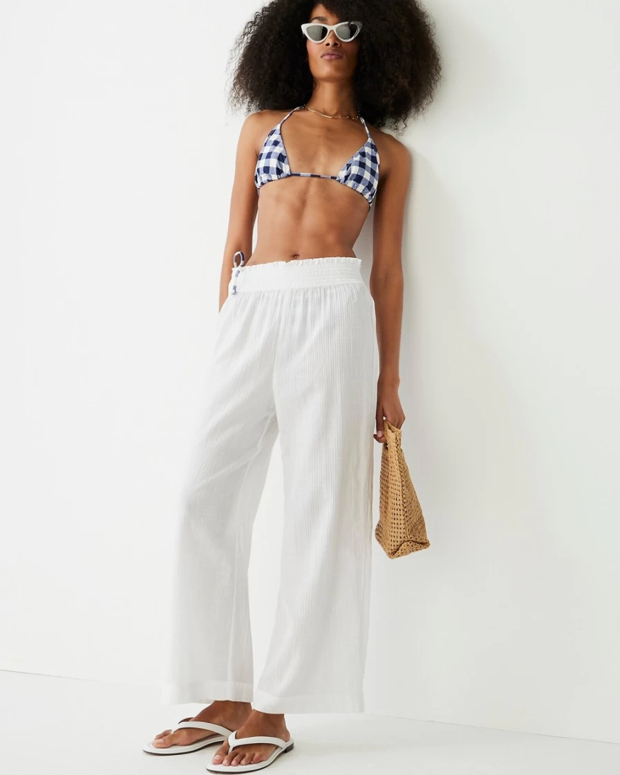 J.Crew Women's White Relaxed Gauze Beach Pants for Comfort