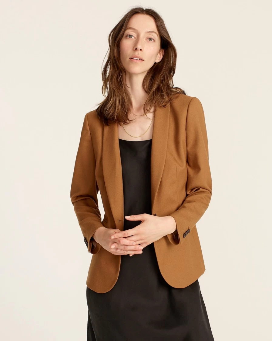 J.Crew Women's Hthr Caramel Wool Flannel Parke Blazer