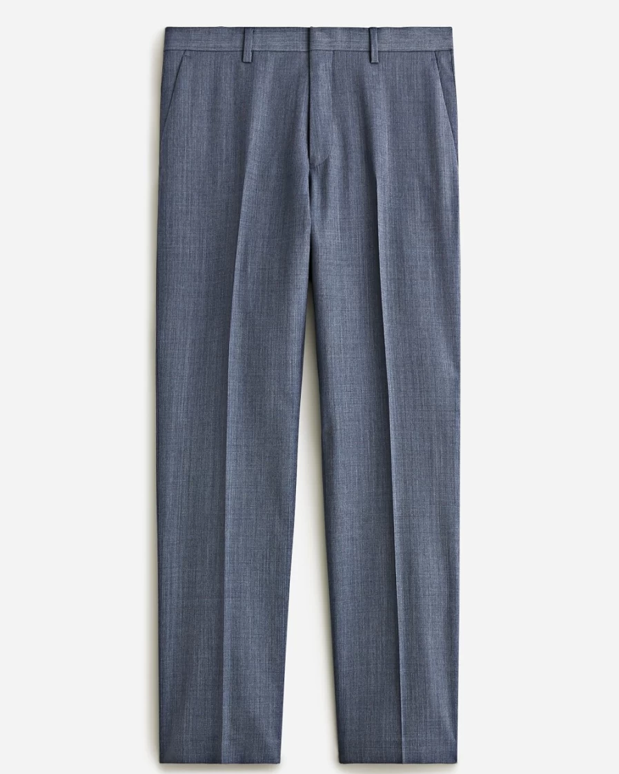 J.Crew Men's Crosby Suit Pants in Atlantic Blue - Italian Stretch Worsted Wool Blend Dress Trousers