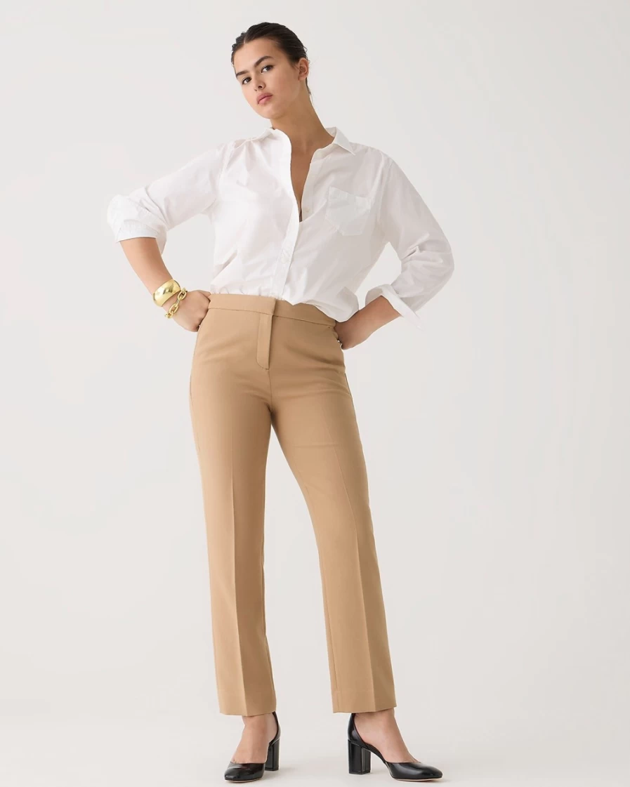 J.Crew Women's Kate Straight-Leg Four-Season Stretch Pants in Hthr Saddle