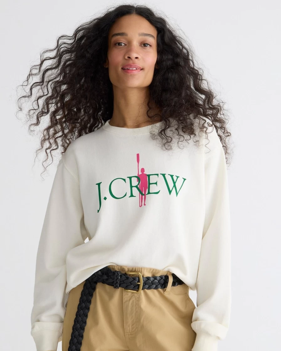 J.Crew Women's Ivory French Terry Relaxed Oarsman Sweatshirt