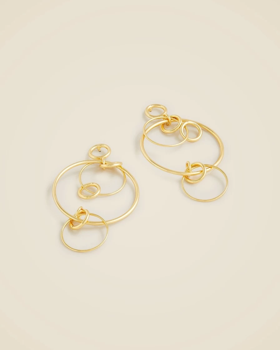 J.Crew Women's Burnished Gold-Plated Drop Hoop Earrings - Dainty Elegant Hoops