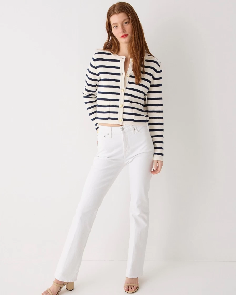 J.Crew Women's White Full-Length Demi-Boot Wash Jeans