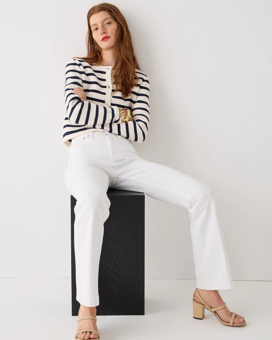 J.Crew Women's White Full-Length Demi-Boot Wash Jeans