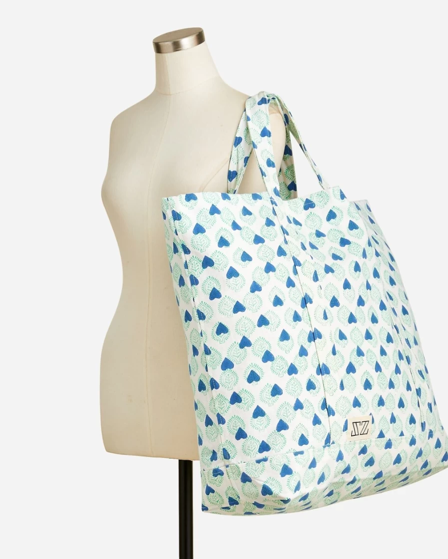 J.Crew Blockprints Canvas Baby Bag for Boys - Bagru Stamp & Green Heather Diaper Tote