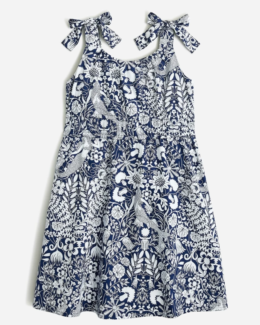 J.Crew Girls' Dark Evening Floral Tie-Shoulder Dress