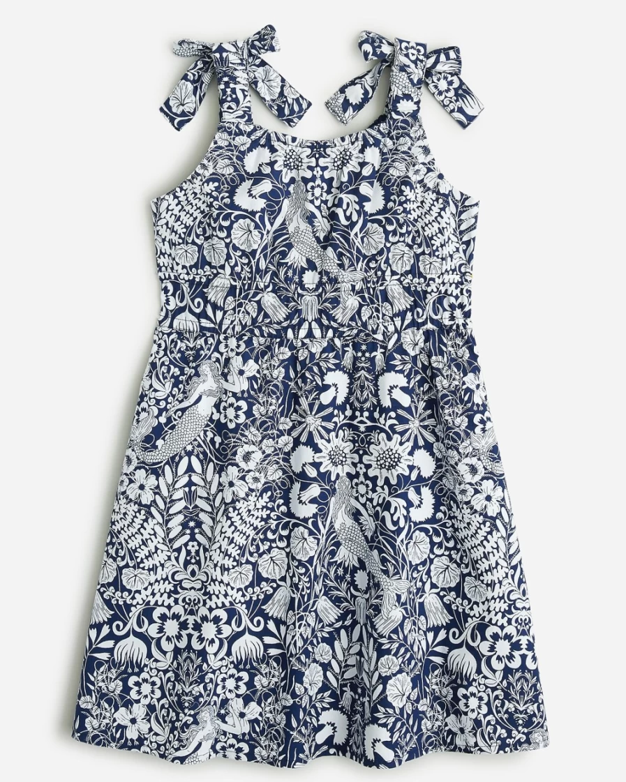 J.Crew Girls' Dark Evening Floral Tie-Shoulder Dress