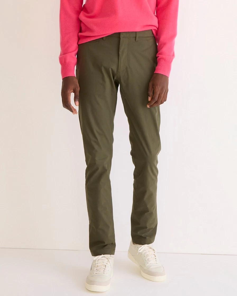 J.Crew Men's 484 Slim-Fit Tech Pant in Cypress Olive - Lightweight Stretch Travel Chinos