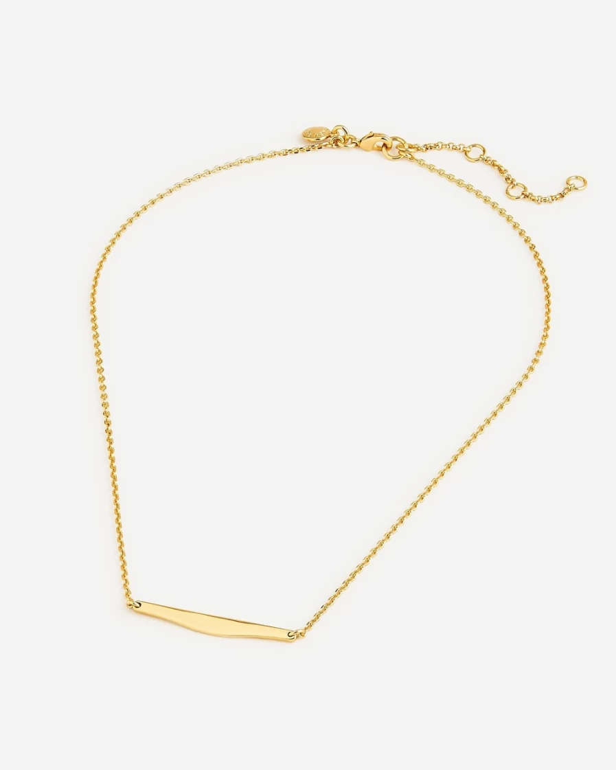 J.Crew Women's Burnished Gold Short Bar Necklace - Minimalist Dainty Pendant Chain