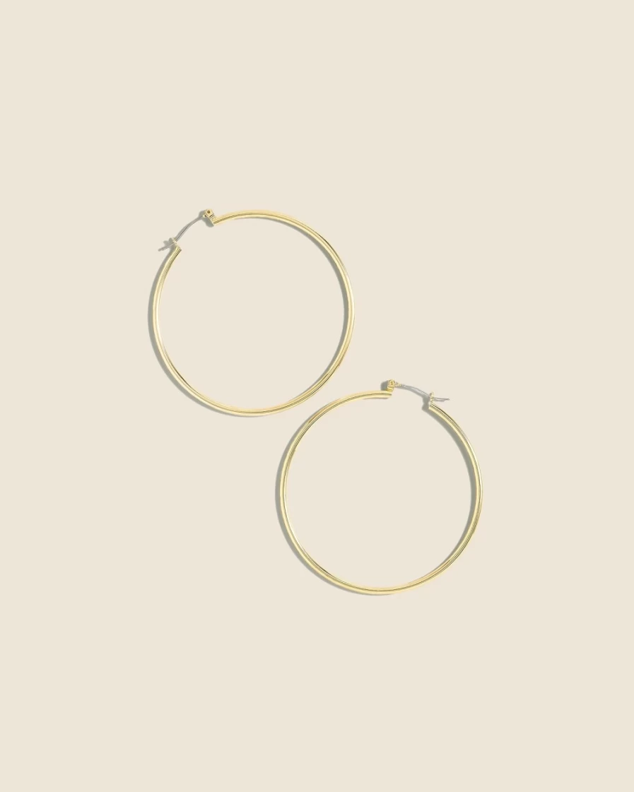 J.Crew Women's Gold Antique Hoop Earrings - Vintage Style Dangle Earrings for Women