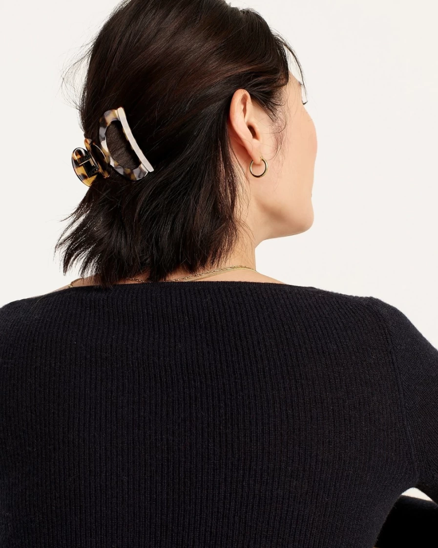 J.Crew Women's Tokyo Tortoise Rounded Open-Sided Hair Clip - Italian Tortoise Shell Design