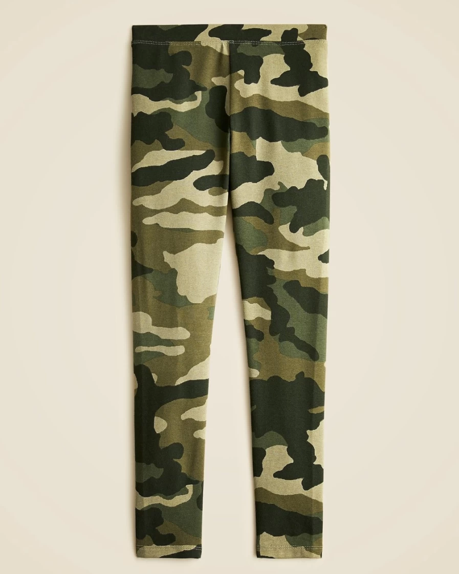 J.Crew Girls' Tuscan Olive Camo Leggings for Everyday Wear