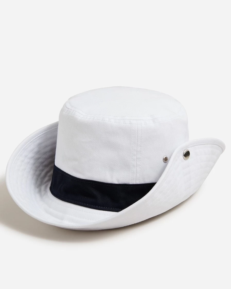 J.Crew Women's Ivory & Navy Cotton Twill Bucket Hat