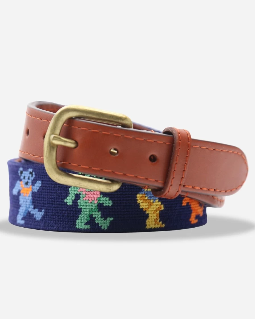 J.Crew Men's Deep Navy Jolly Roger Embroidered Belt by Smathers & Branson
