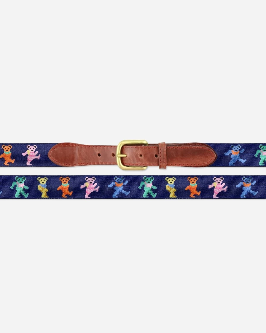 J.Crew Men's Deep Navy Jolly Roger Embroidered Belt by Smathers & Branson