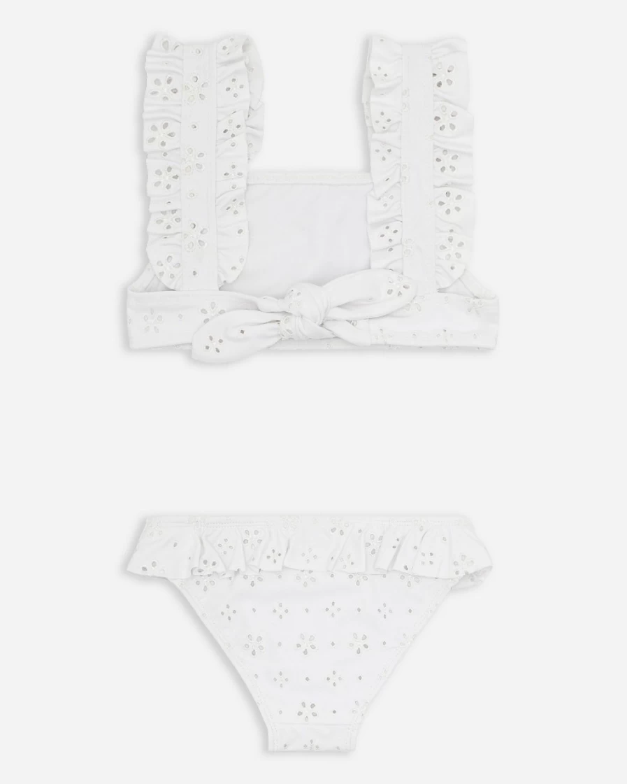 J.Crew Girls' White Minnow Eyelet Ruffle Bikini Swimwear for Kids