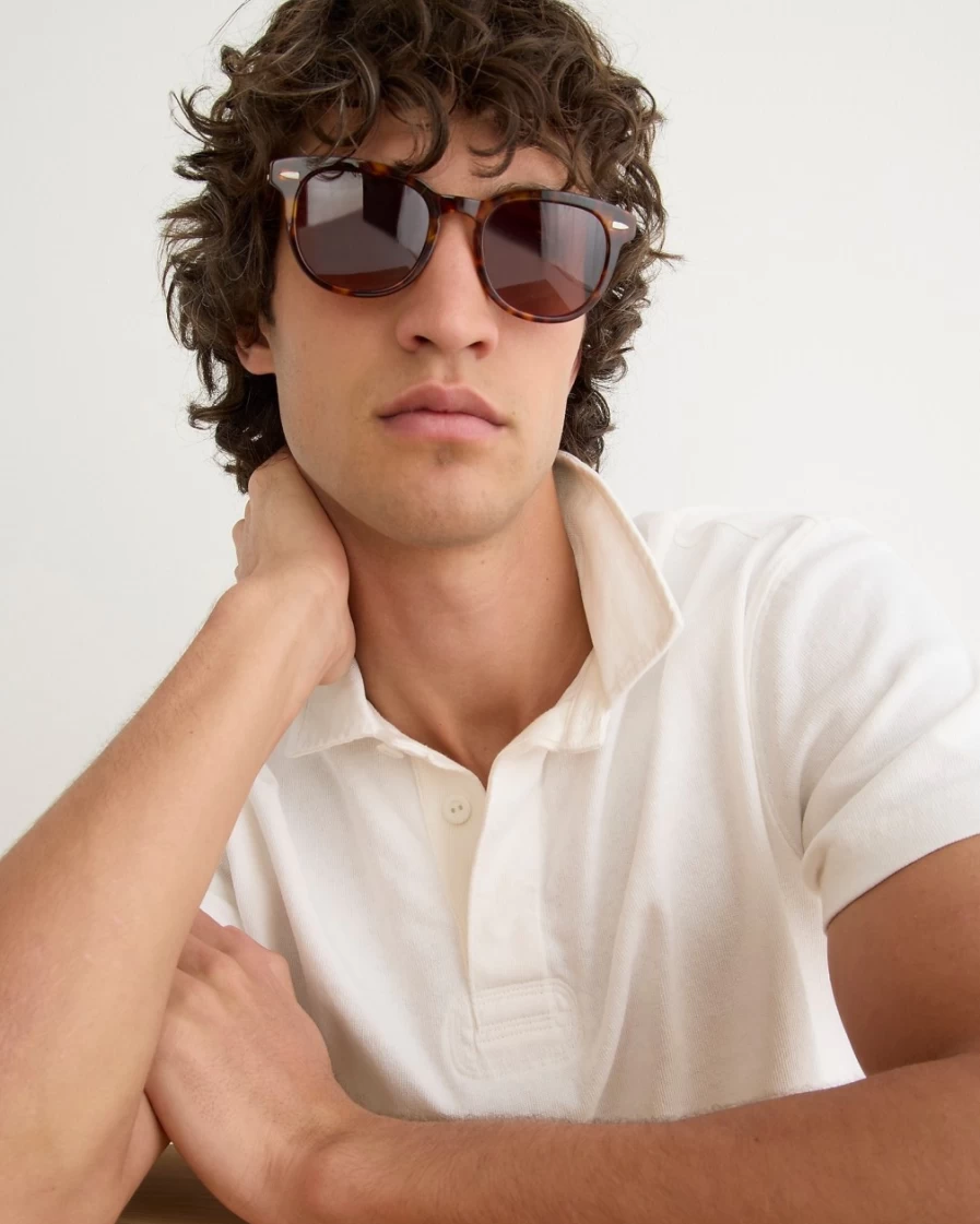J.Crew Men's Classic Tort Dock Sunglasses for Men - Polarized Aviator Style