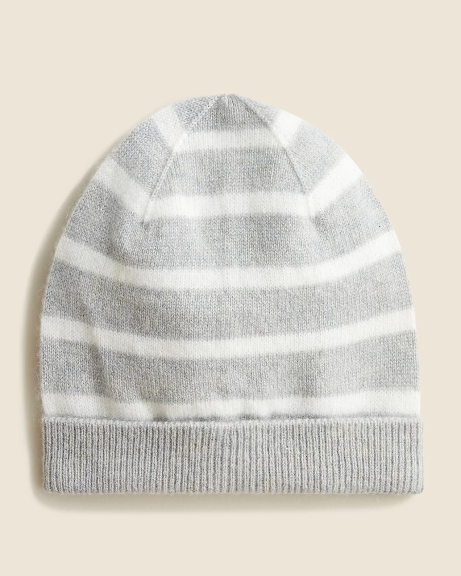 J.Crew Baby Cashmere Beanie - Limited Edition Heather Grey Snow Stripe for Infants