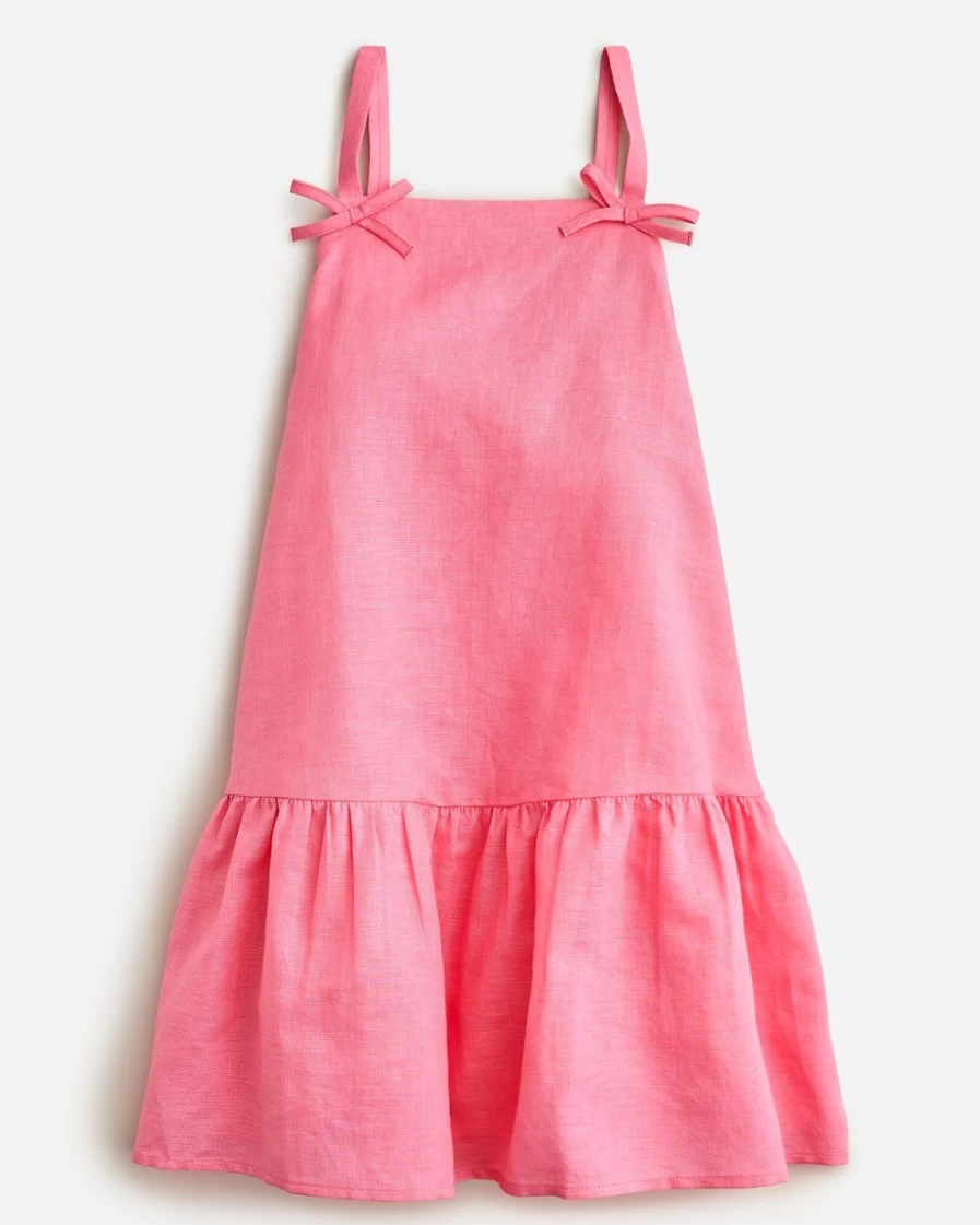 J.Crew Girls' Azalea Drop-Waist Linen-Cotton Blend Dress for Kids