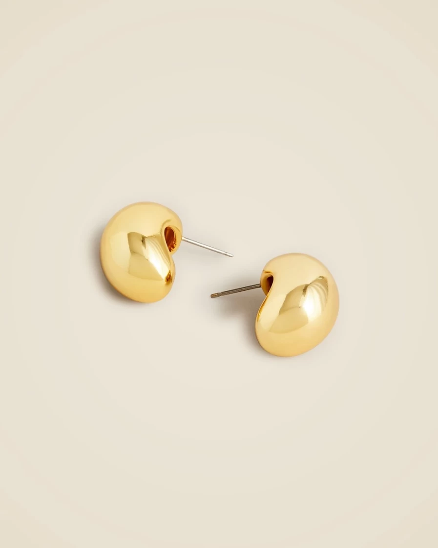 J.Crew Women's Burnished Gold Sculptural Orb Earrings – Elegant Statement Jewelry